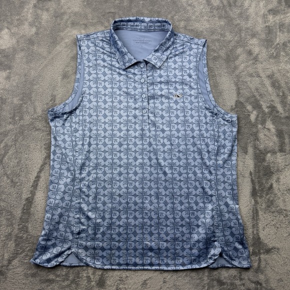 Vineyard Vines Women's Large Floral Printed Performance Shirt Golf Tennis Active - Picture 2 of 8